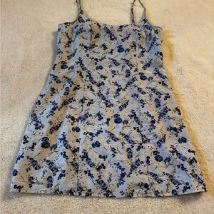 Floral Blue and White Mini Dress